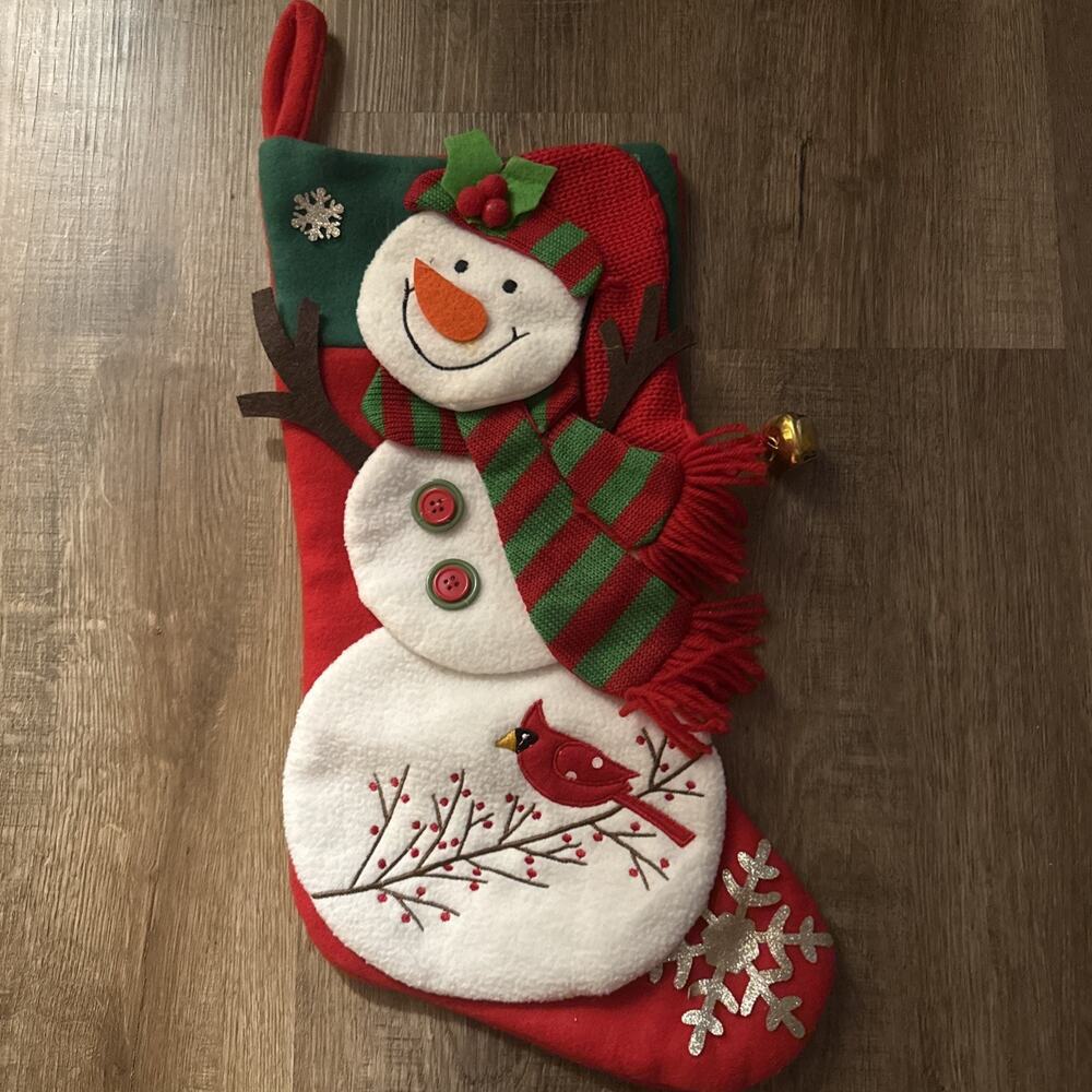 Christmas House Felt Snowman Stocking. 18 Inches.